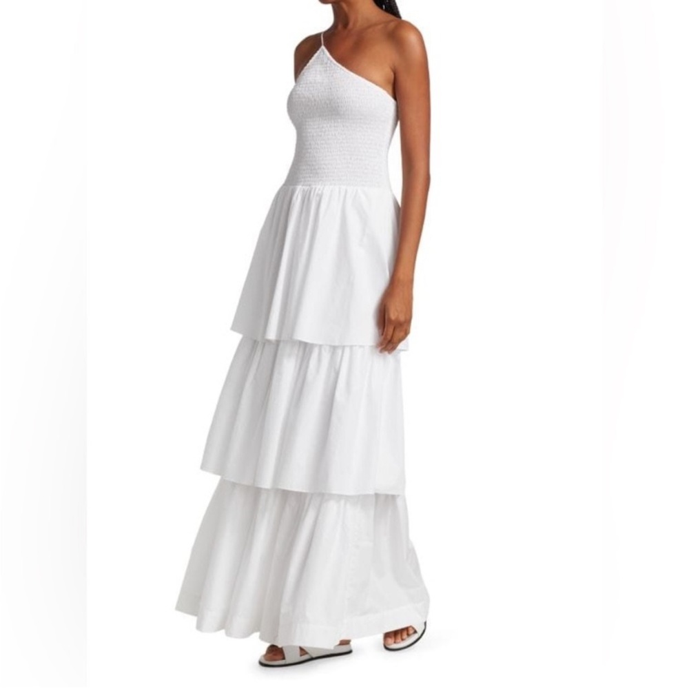 SWF x Revolve 100% Cotton Smocked Tiered Maxi Dress White - Picture 2 of 13